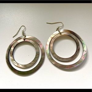 Iridescent Double Hoop Seashell Earrings